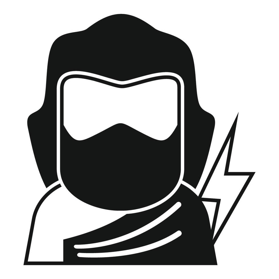 Superhero with beard wearing mask and cape holding lightning bolt vector