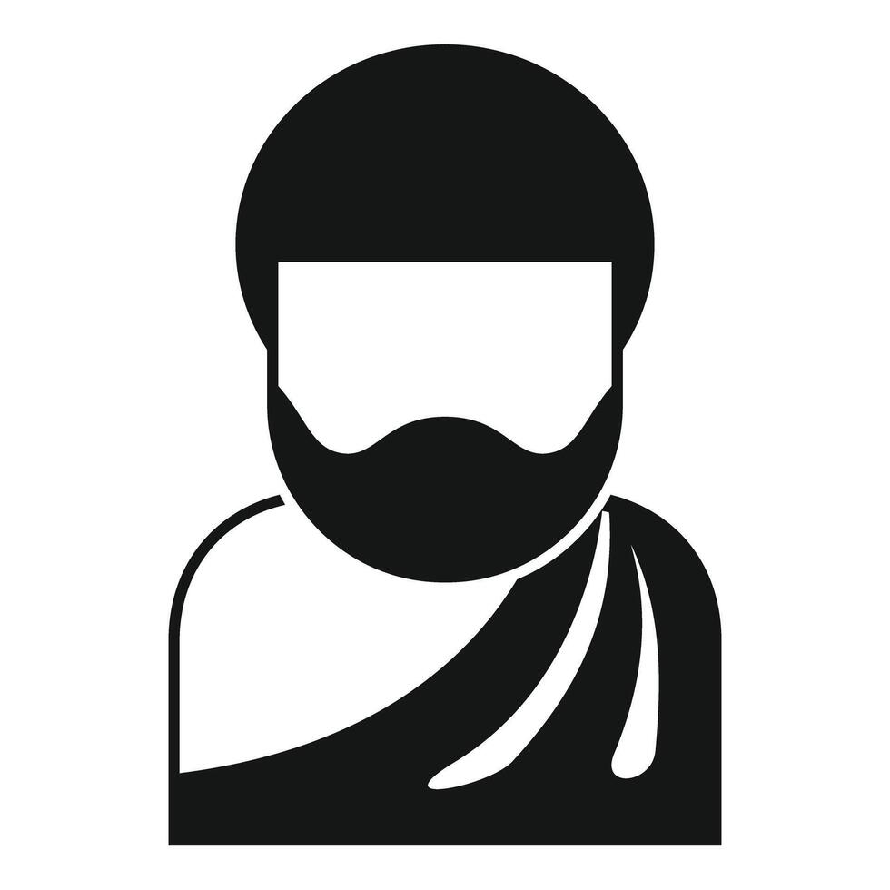 Bearded man wearing toga looking forward icon vector