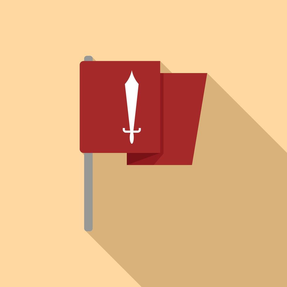 Red flag with sword waving in the wind vector