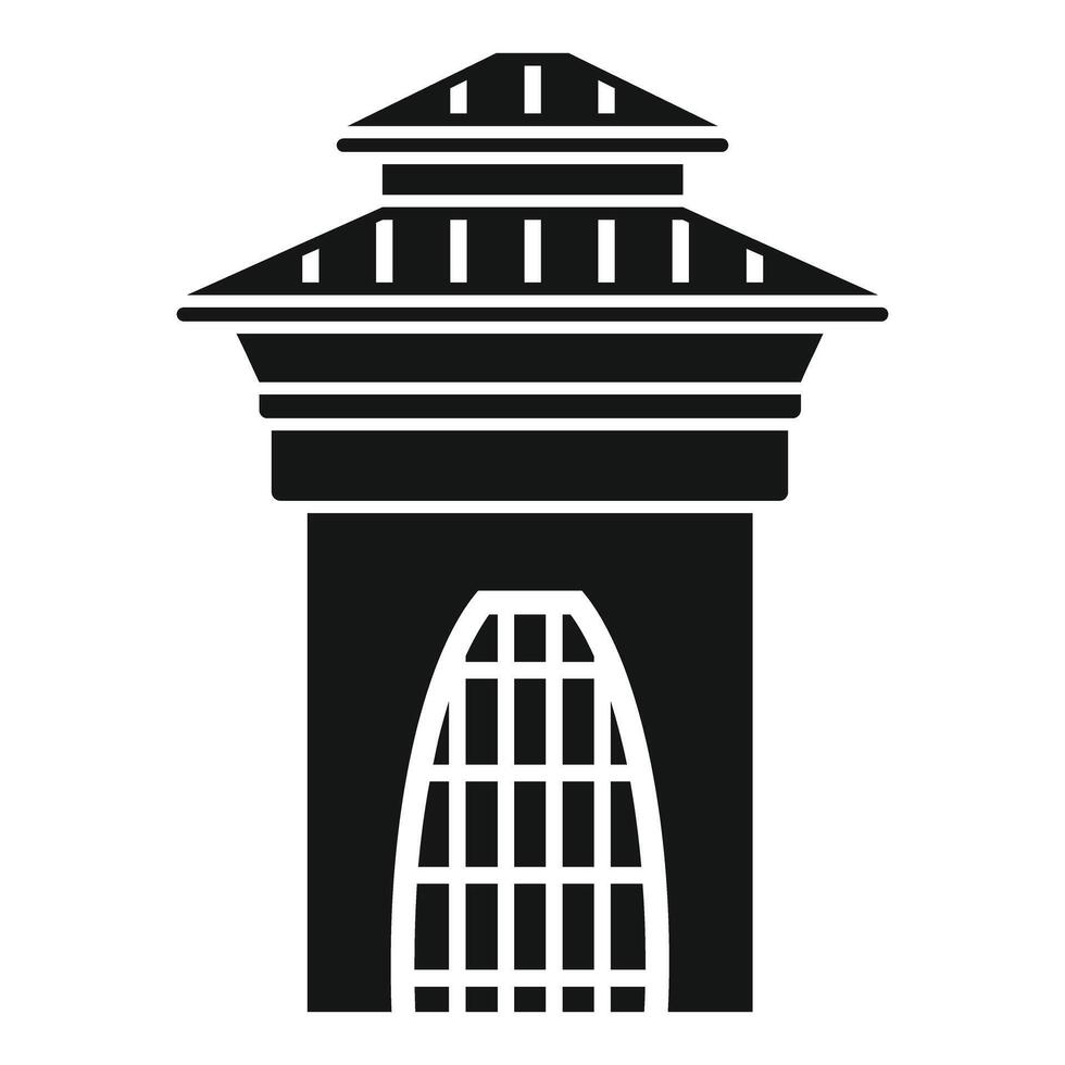 Ancient building with arched entrance and tiled roof is standing tall vector