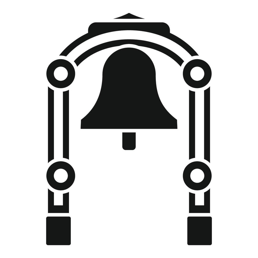 Arch structure supporting a large hanging bell icon vector