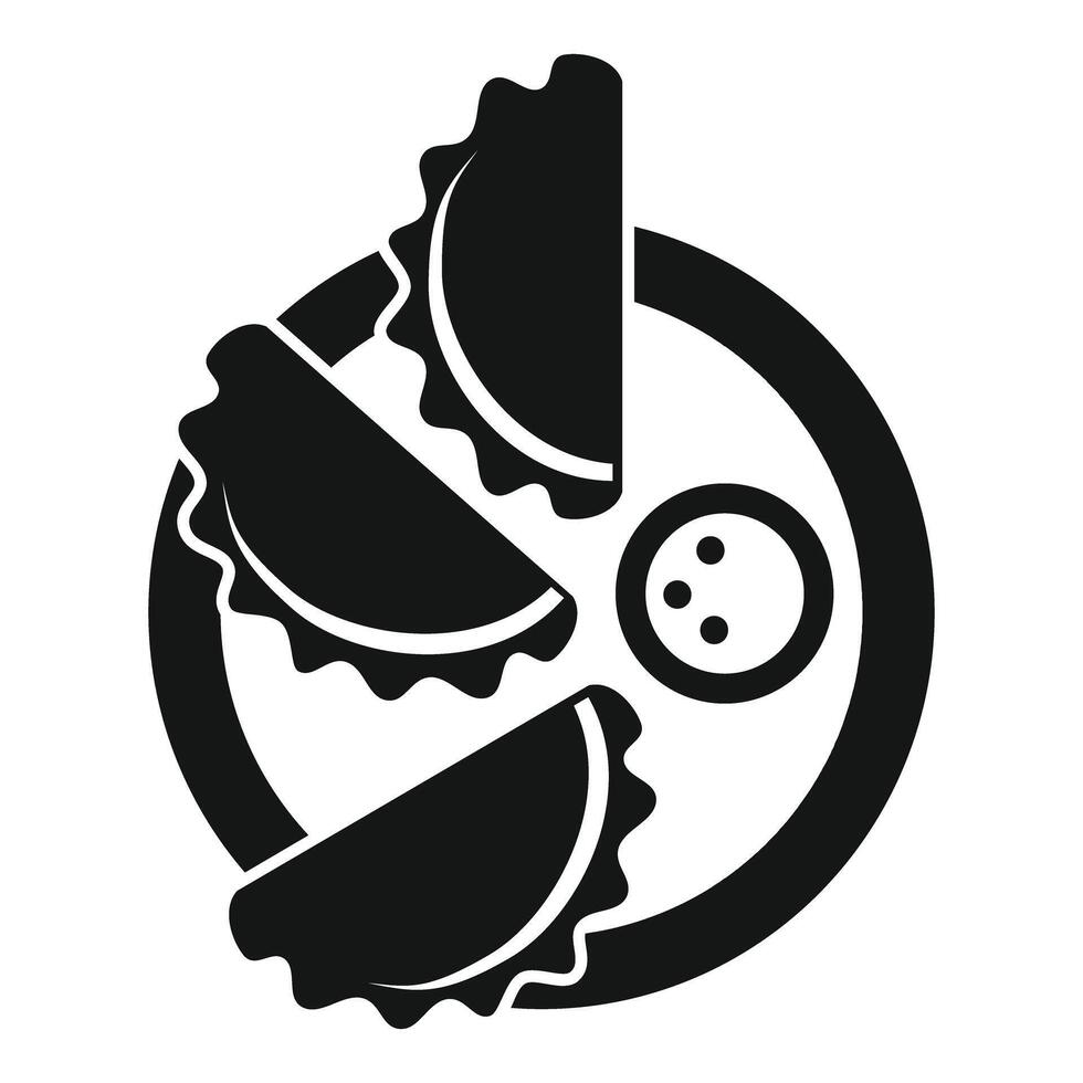 Plate of empanadas serving with dipping sauce icon, simple style vector