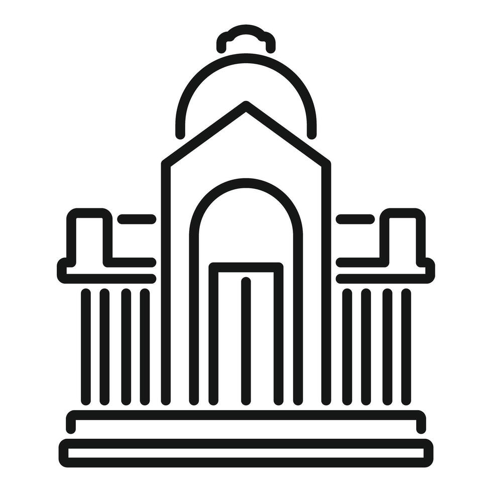 Government building facade with columns and dome icon vector