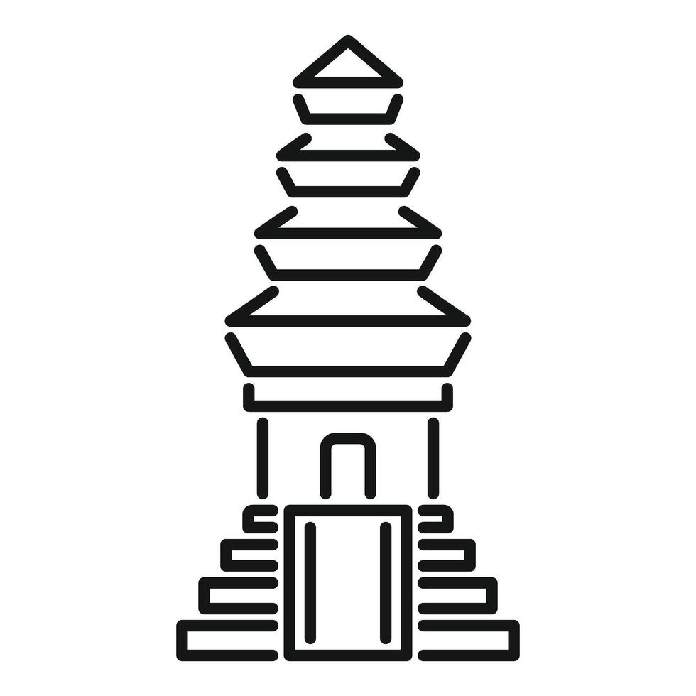 Traditional balinese temple building with multi tiered roof line art icon vector