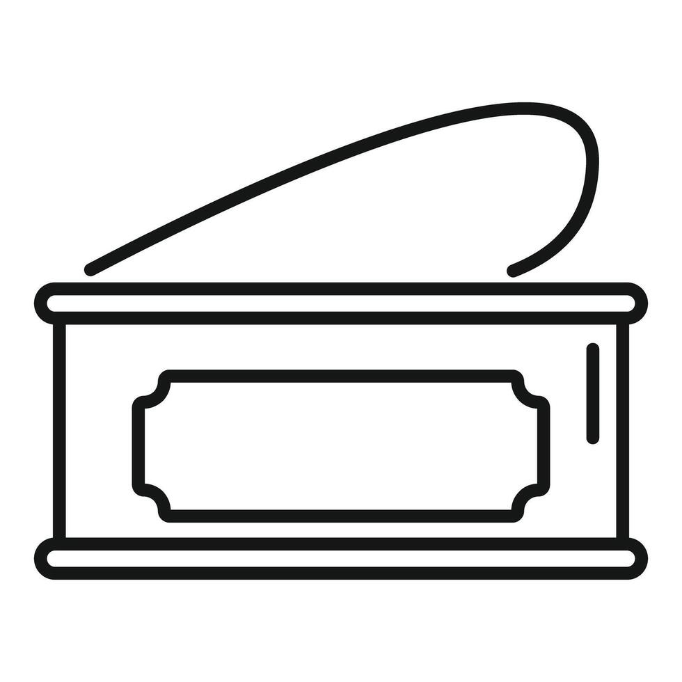 Closed rectangular tin can with easy open lid icon outline style vector