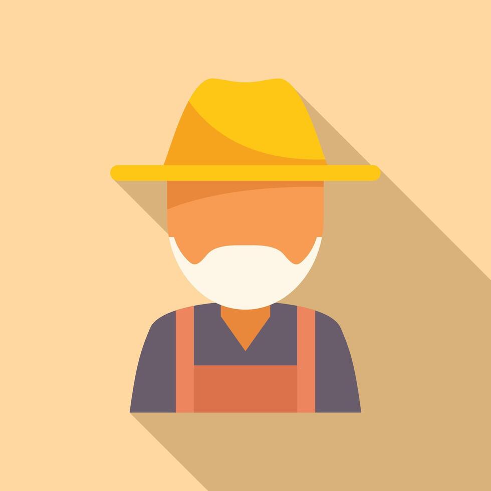 Experienced farmer wearing overalls and hat posing with long shadow vector