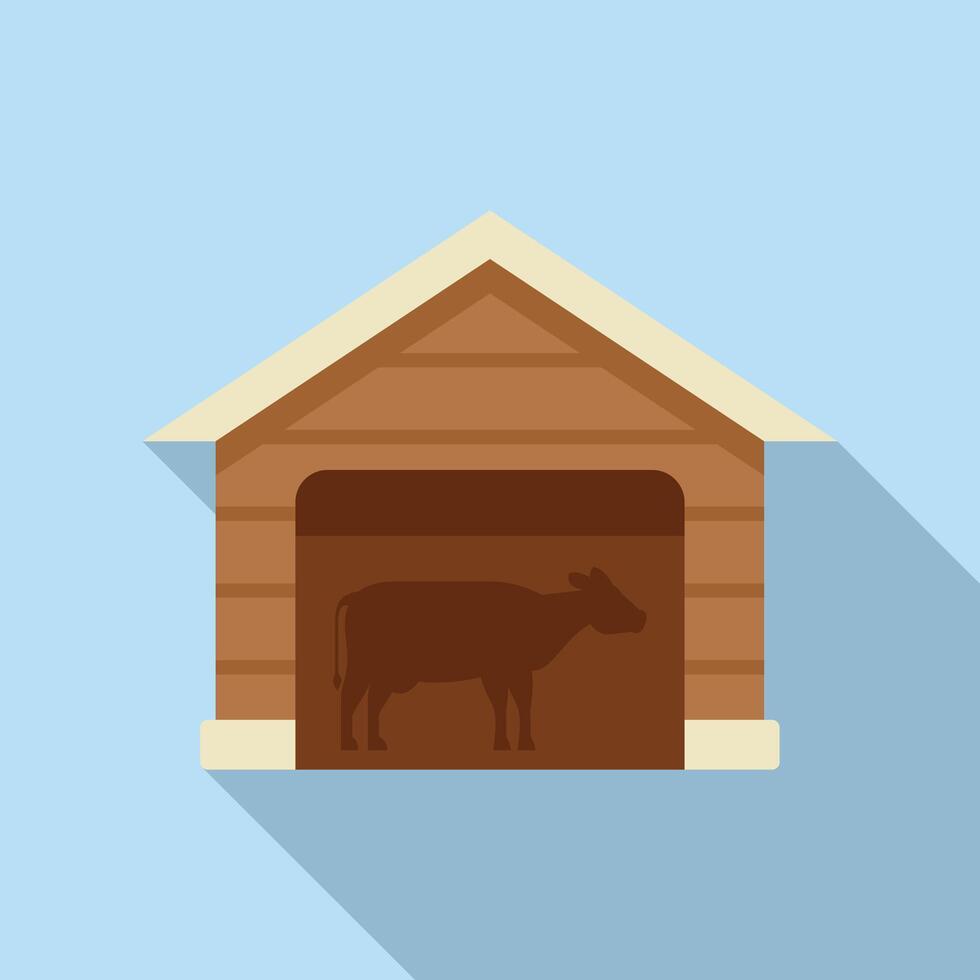 Cow standing in wooden barn building on farm vector