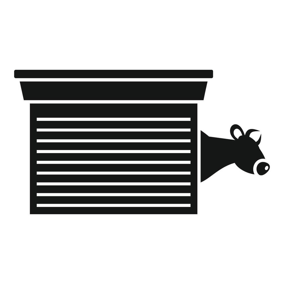 Cow head peeking out of garage door icon simple style vector