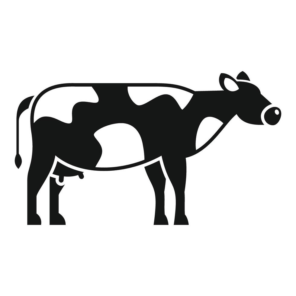 Black and white dairy cow standing side view icon vector