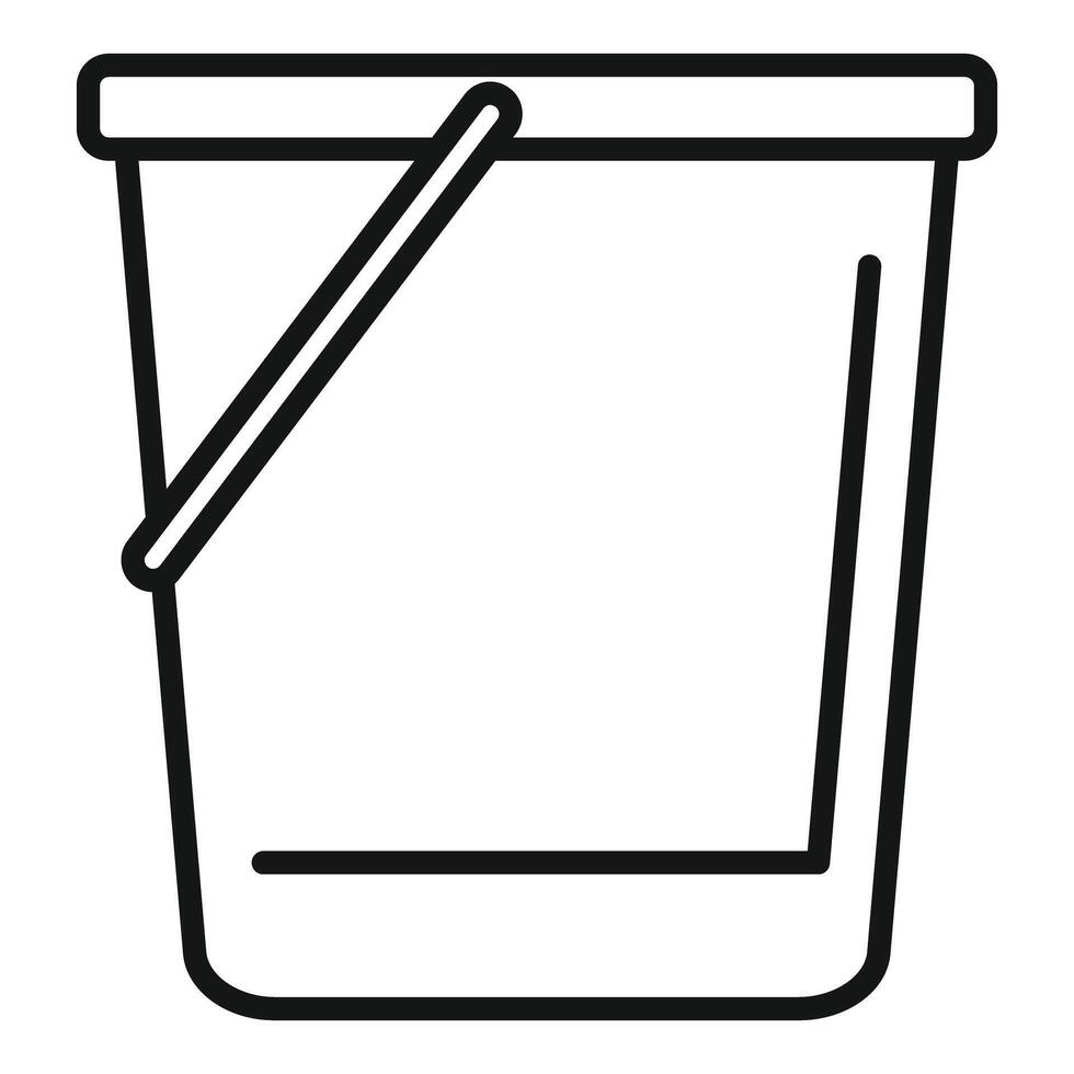 Simple line art icon of a bucket holding water vector