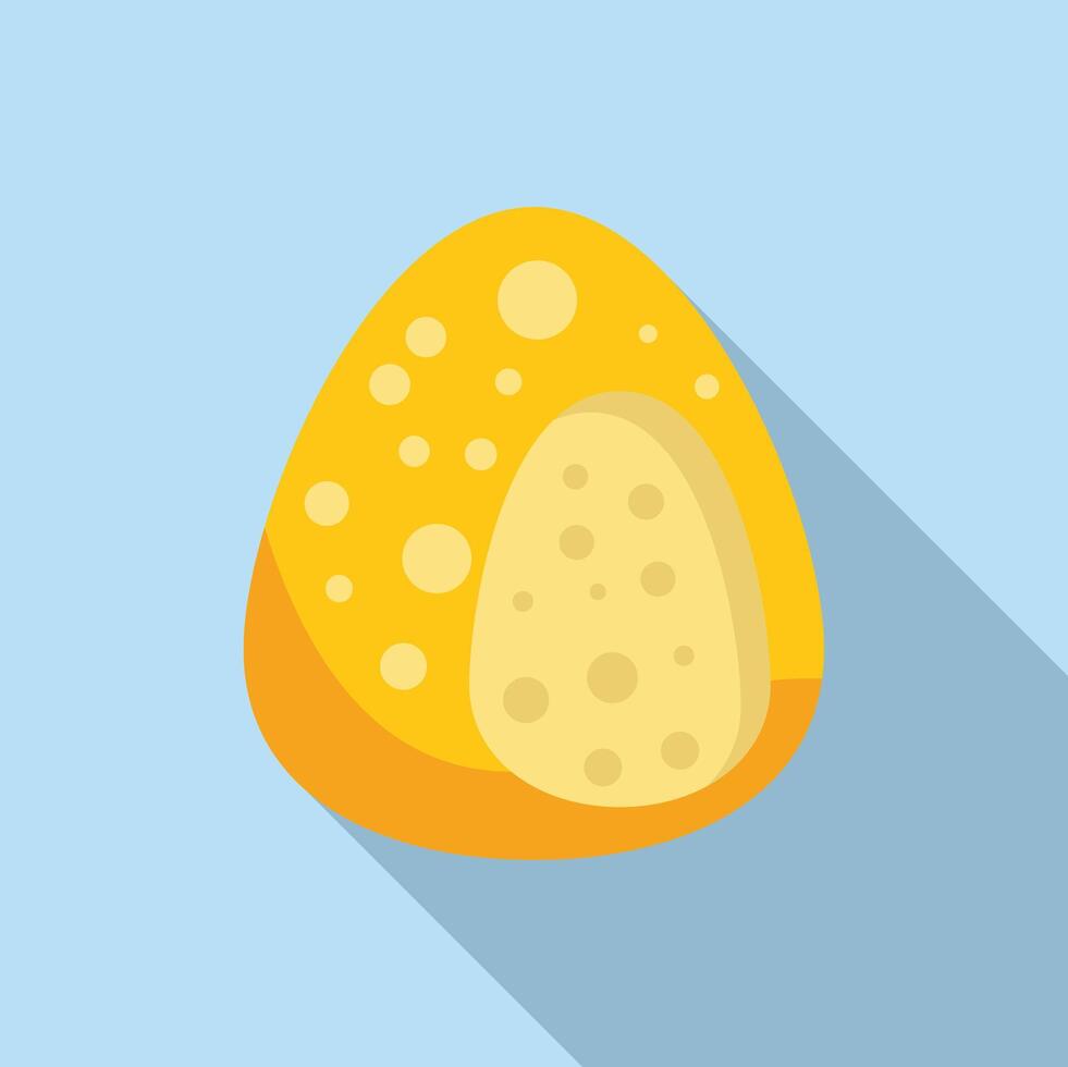 Piece of swiss cheese with holes on blue background icon vector