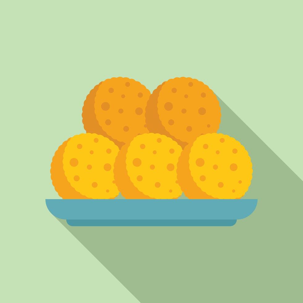 Plate holding five delicious round cookies with holes vector