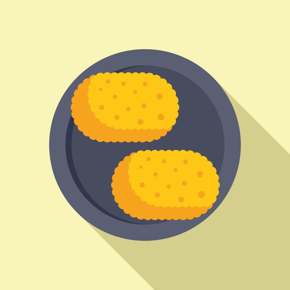 Two chicken nuggets sitting on a plate vector