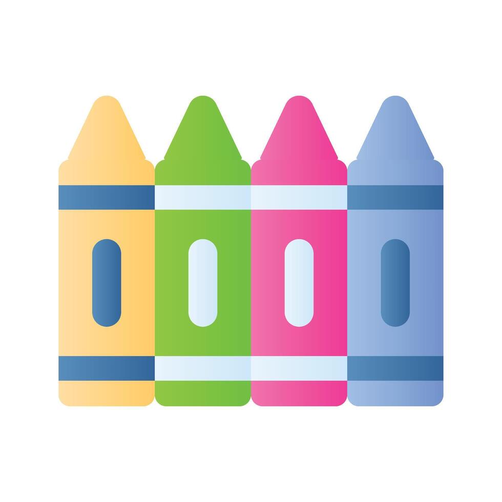 Grab this amazing icon of crayon colors, drawing tools, stationery equipment vector