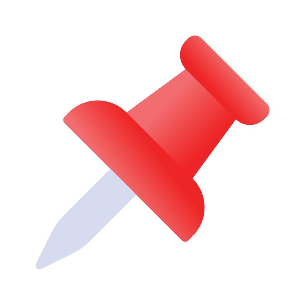 A small pin with a flat, wide head, used to attach papers or documents vector
