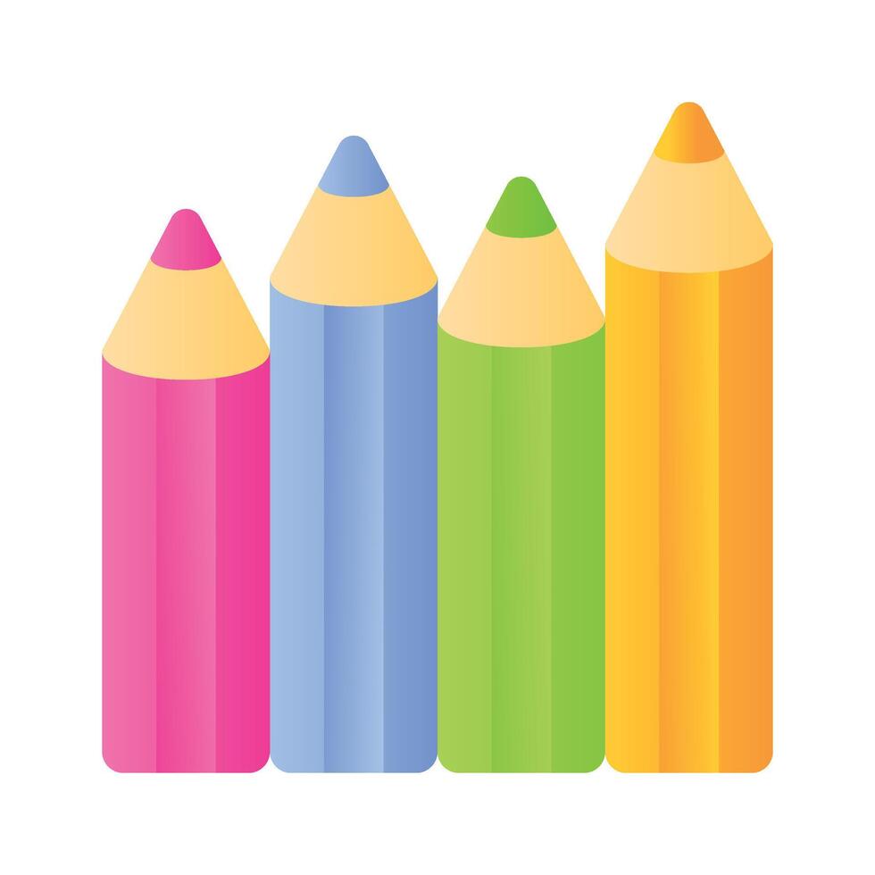 Grab this amazing icon of pencil colors, drawing tools, stationery equipment vector