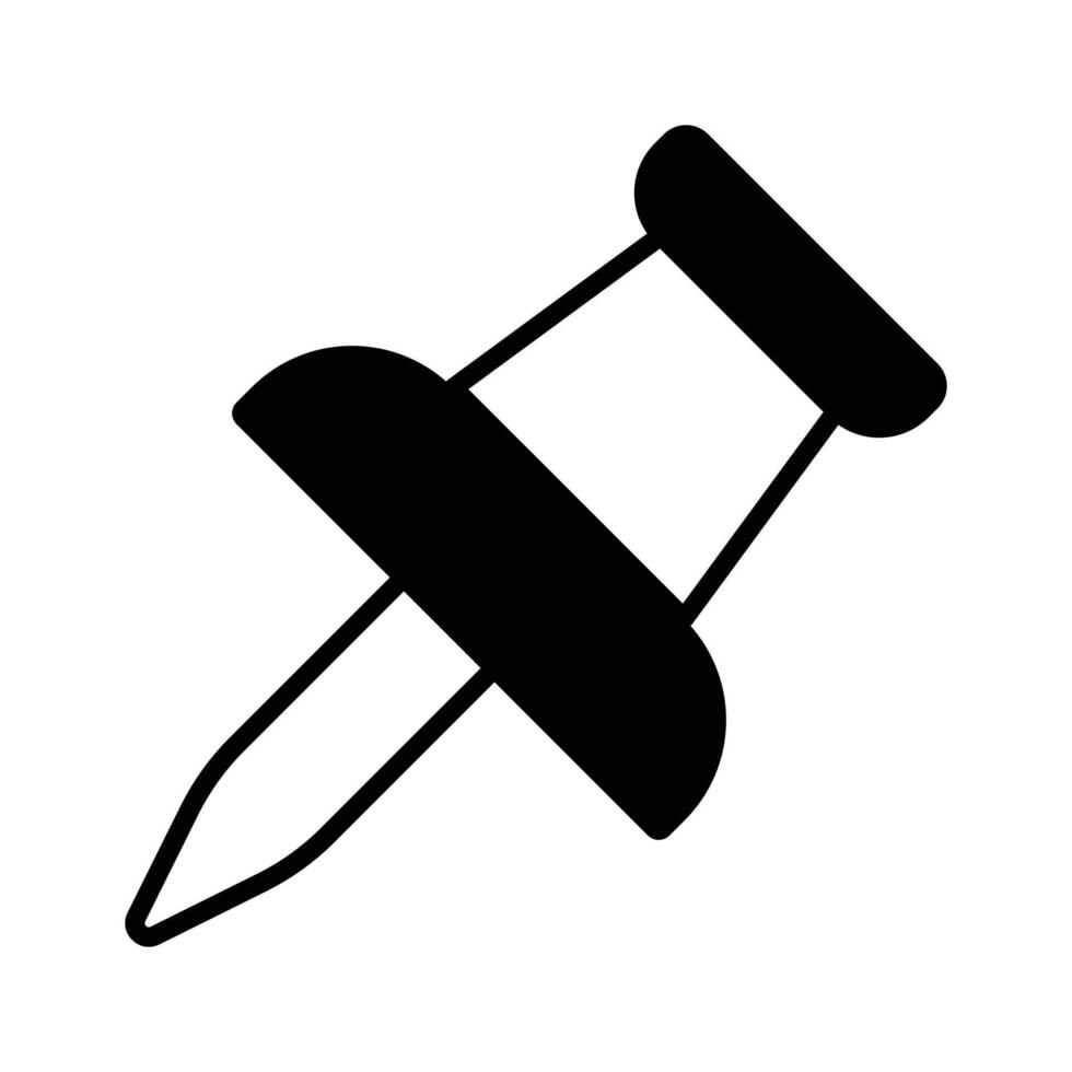 A small pin with a flat, wide head, used to attach papers or documents vector