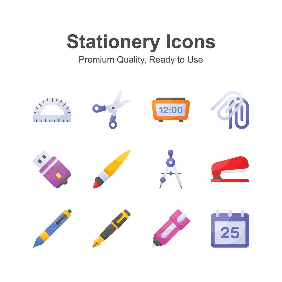 Well designed stationery icons set in editable style vector