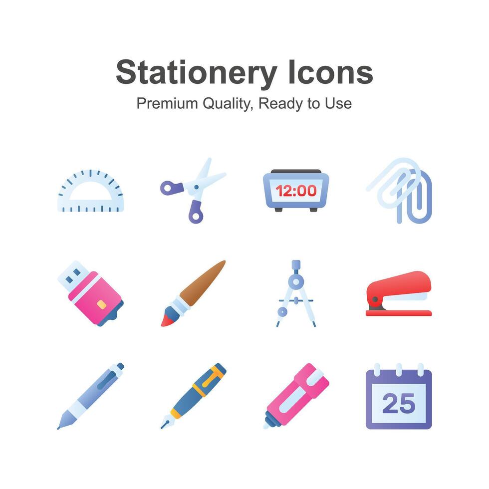 Well designed stationery icons set in editable style vector