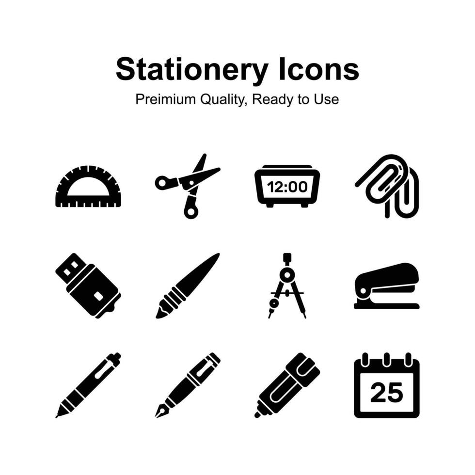 Well designed stationery icons set in editable style vector