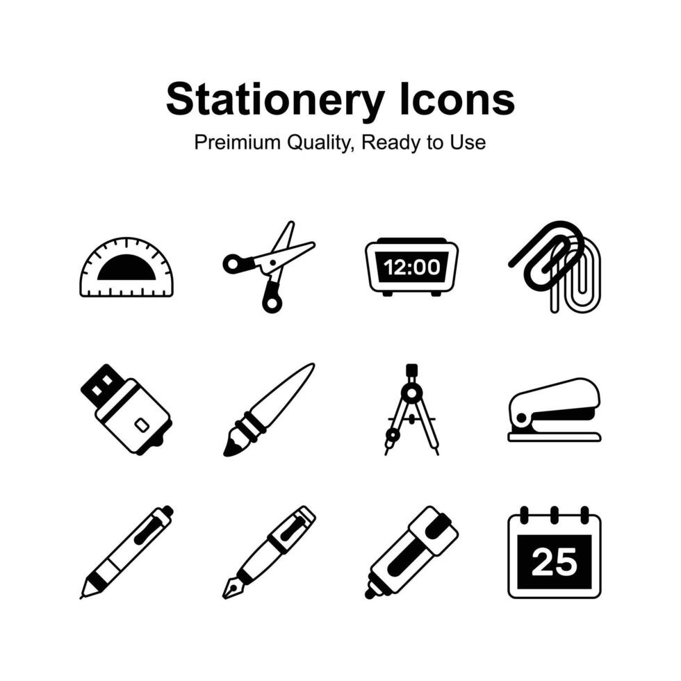 Well designed stationery icons set in editable style vector