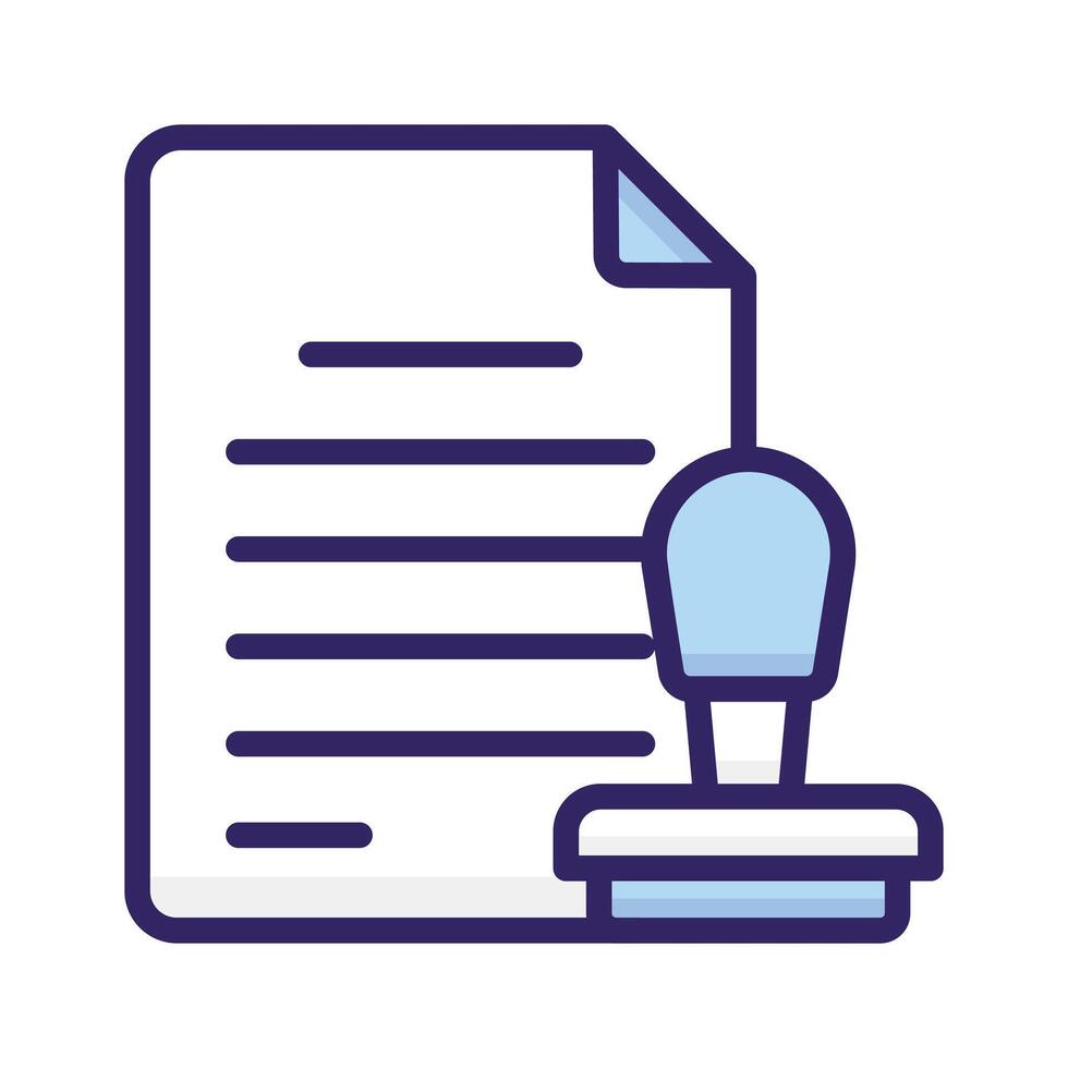 Stamp and paper showing of official document in trendy style vector