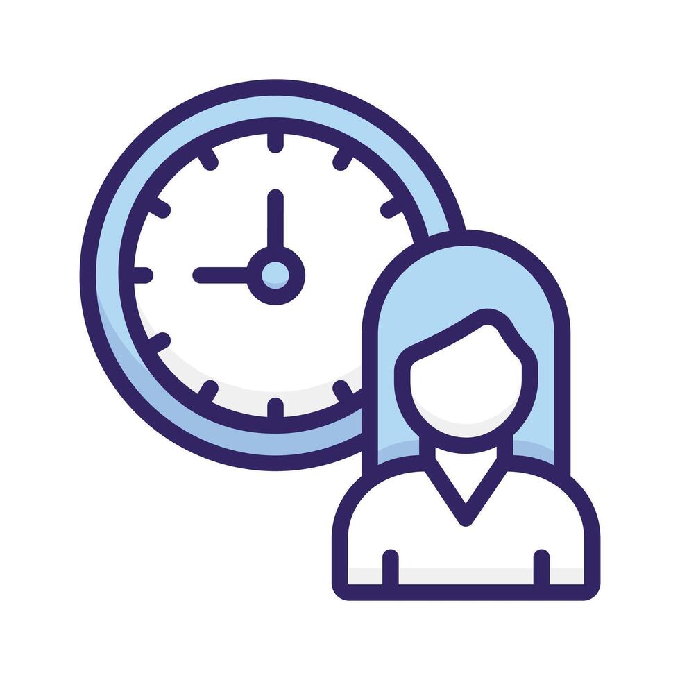 An icon depicting a person and a clock, symbolizing efficient time management practices vector