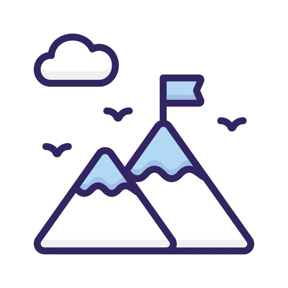 Flag on top of mountain, concept icon of mission in trendy style vector