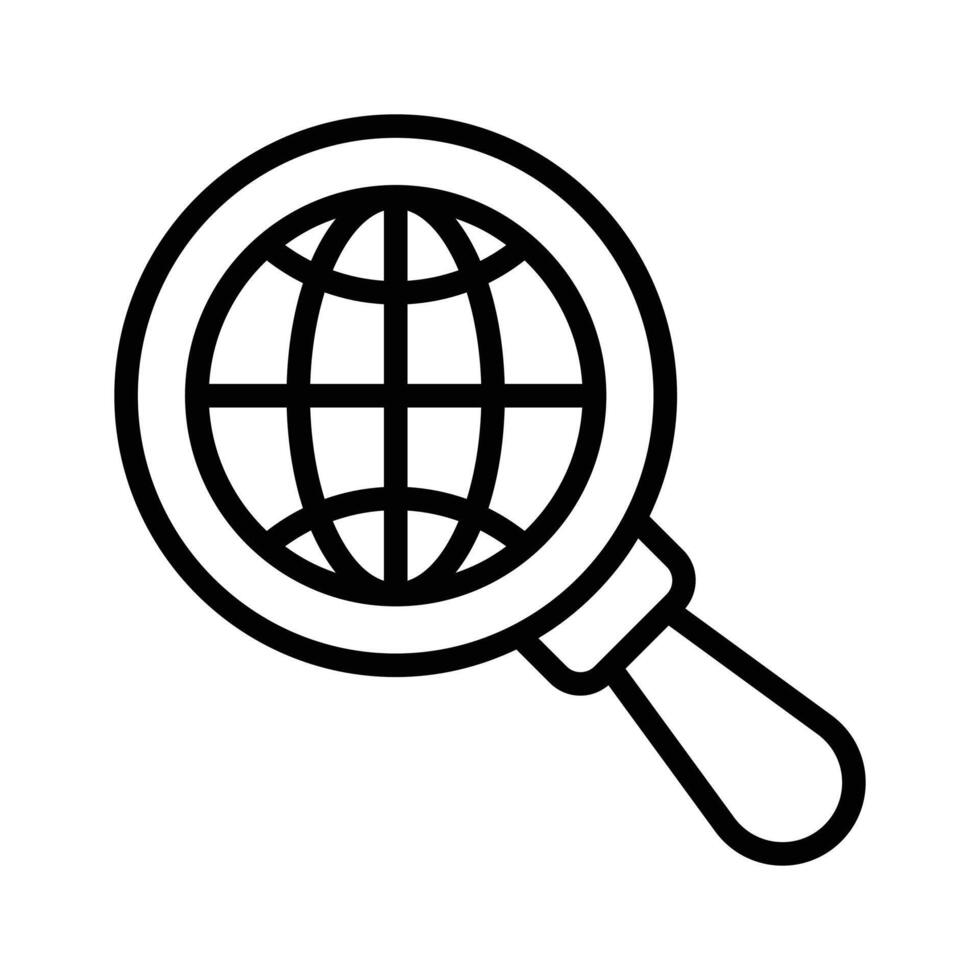 Globe with magnifying glass, trendy icon of global search, international search vector