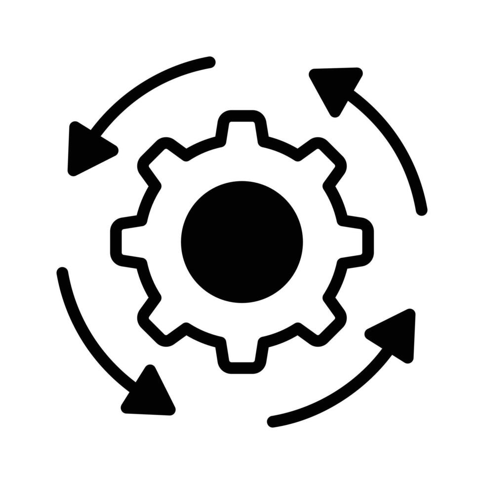 Cogwheel with arrow denoting icon of automation vector