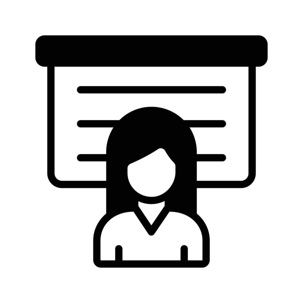 A person giving a presentation, symbolizing business meetings, Business presentation icon vector