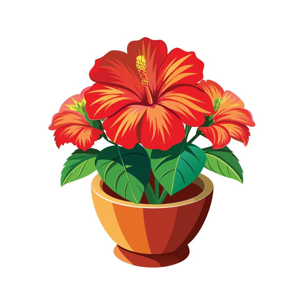 Beautiful Flowerpot Houseplant Illustration vector