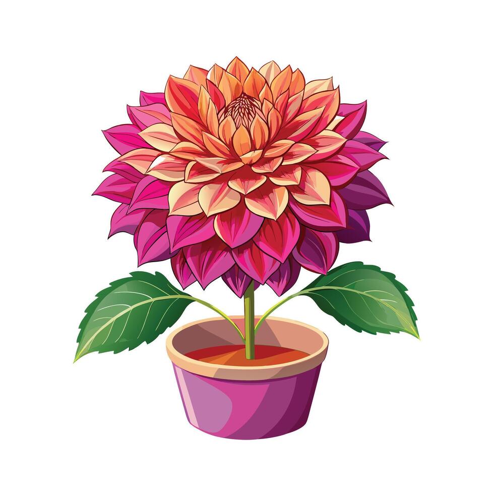 Beautiful Flowerpot Houseplant Illustration vector