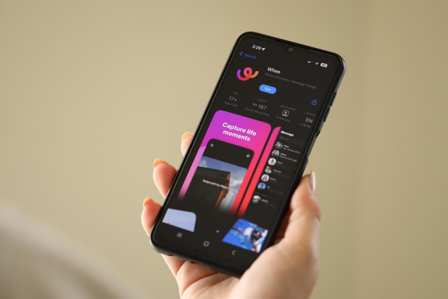KYIV, UKRAINE - JUNE 20, 2024 Whee is instagram-like application for asian smartphone users for sharing photos between friends