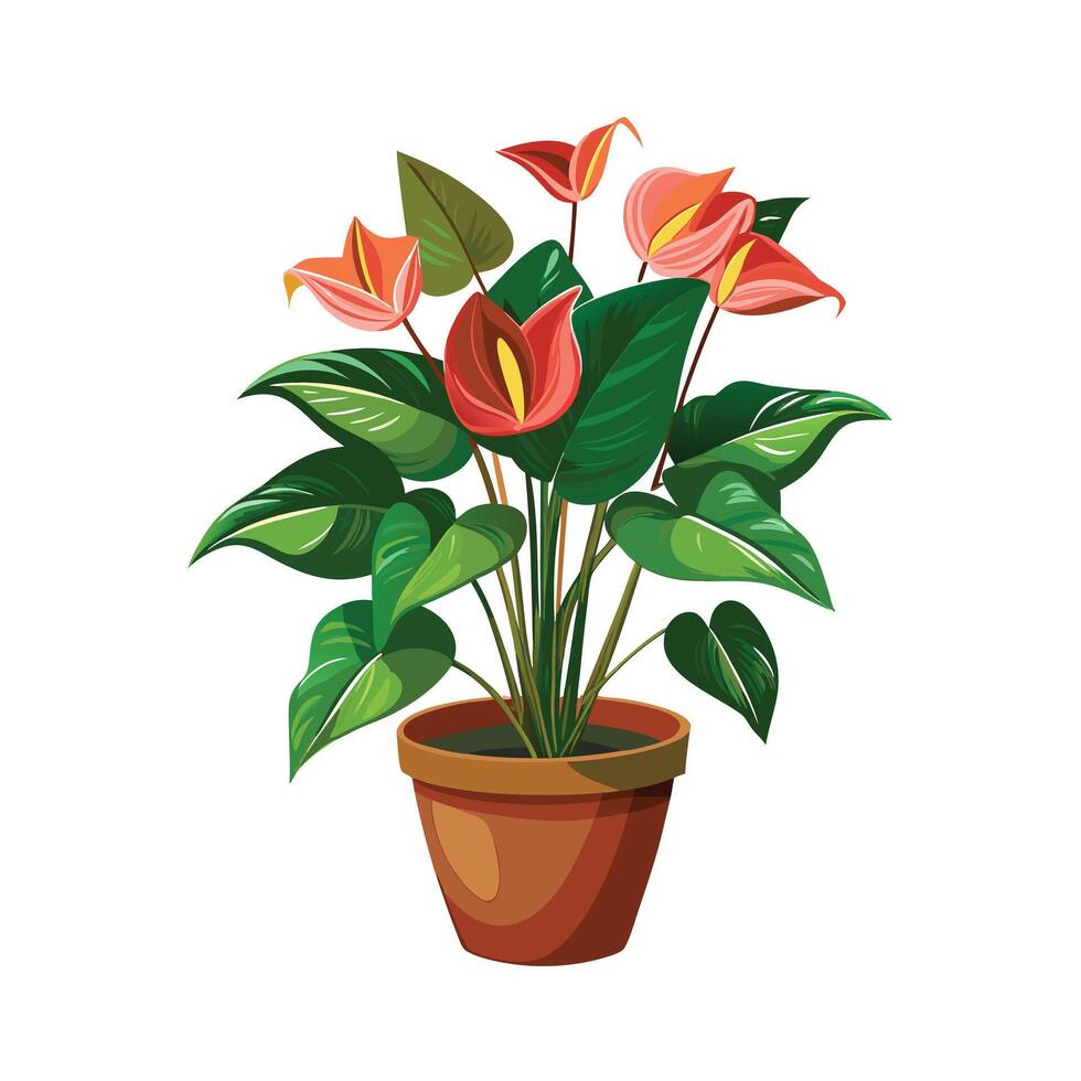 Beautiful Flowerpot Houseplant Illustration vector