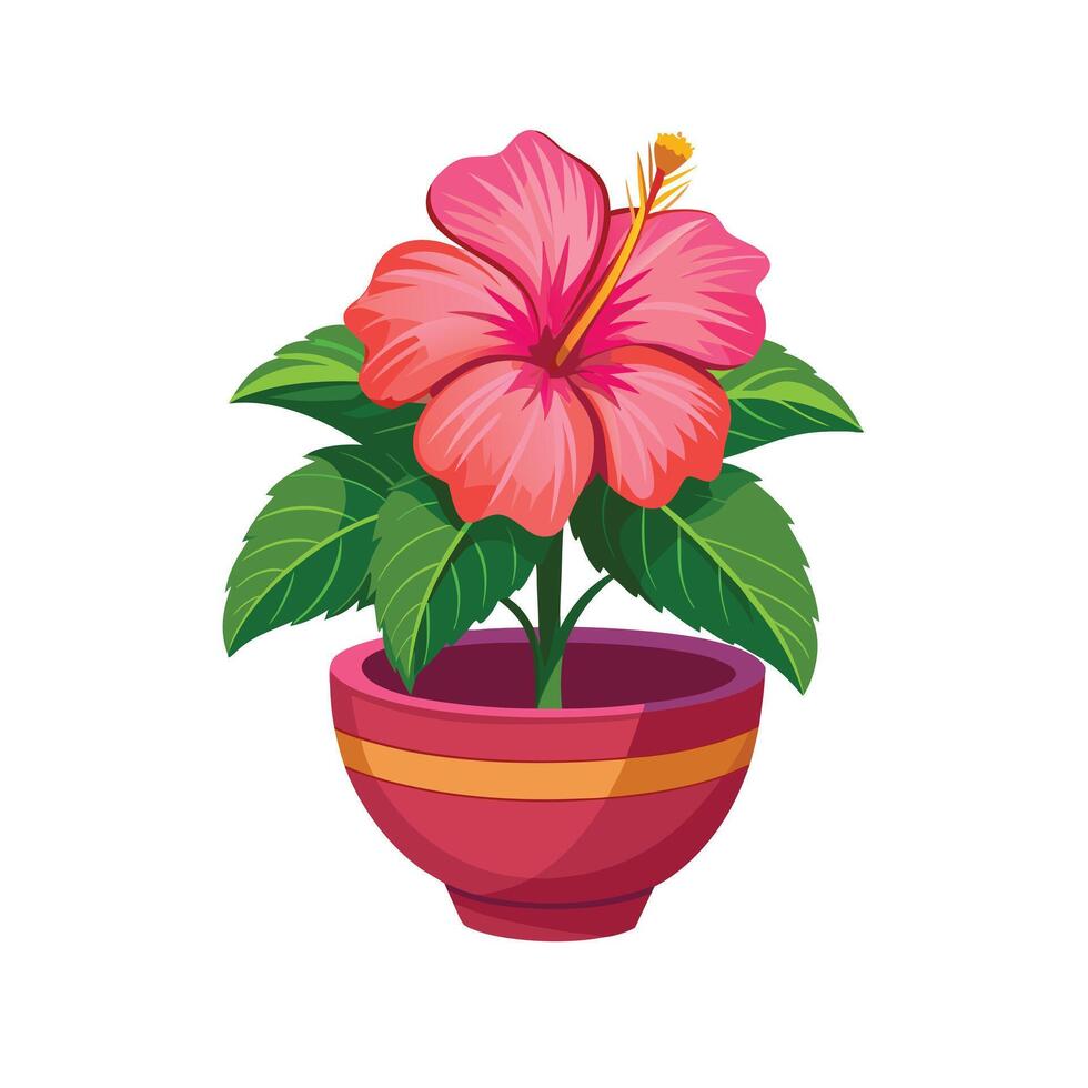 Beautiful Flowerpot Houseplant Illustration vector