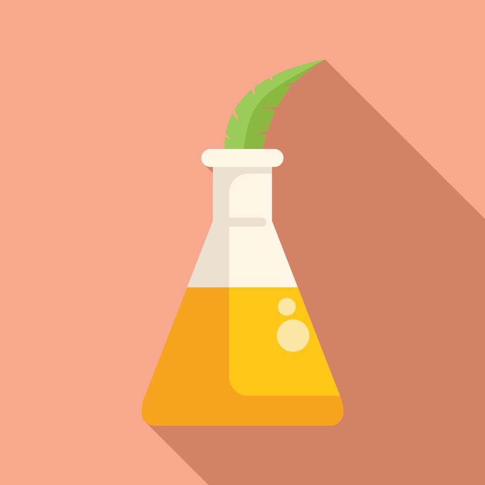 Erlenmeyer flask containing essential oil extracted from cannabis plant vector