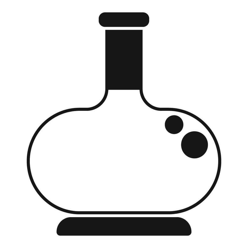 Round bottom flask bubbling with chemical reaction experiment icon vector