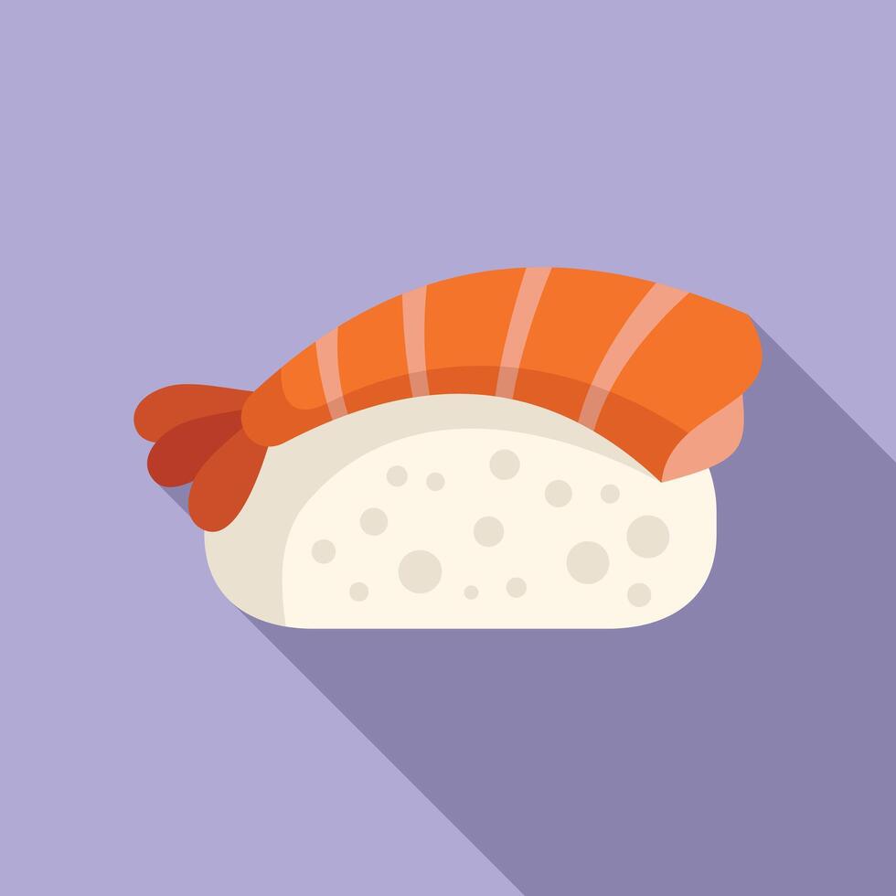 Shrimp sushi with rice and seafood lying on purple background vector