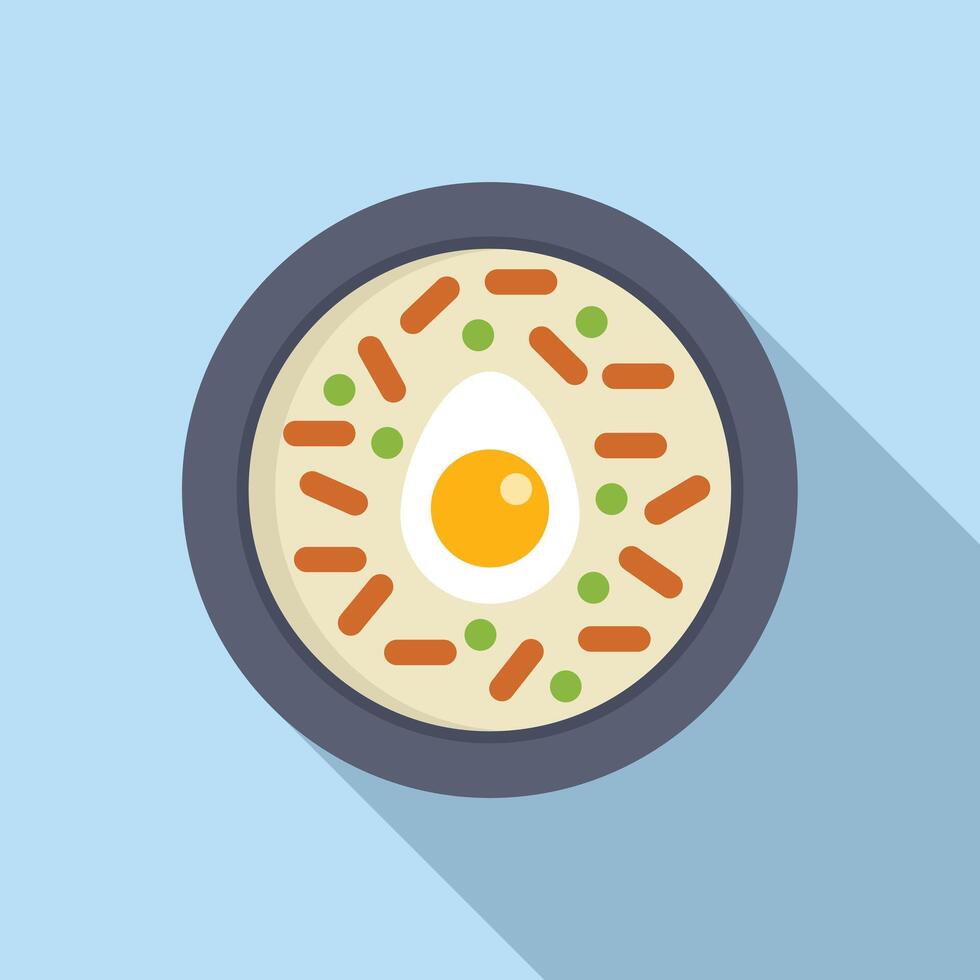 Delicious porridge with egg, peas and bacon serving for breakfast vector