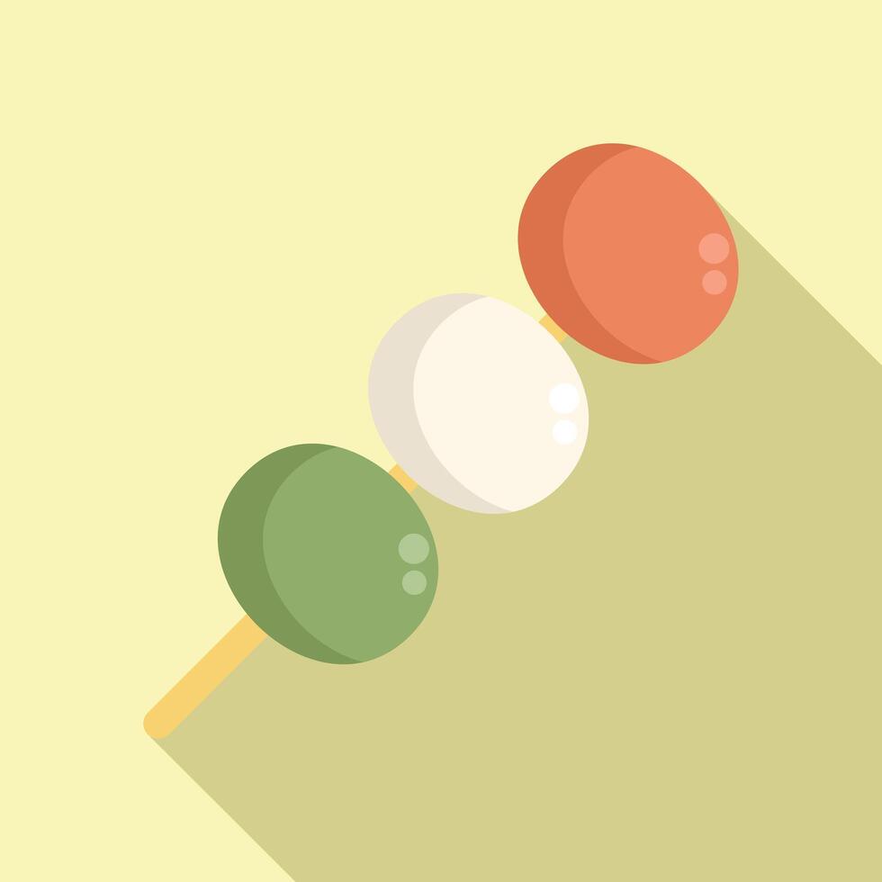 Japanese dango dessert on a stick with long shadow vector