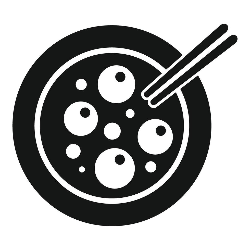 Bowl of chinese soup with chopsticks and meatballs vector