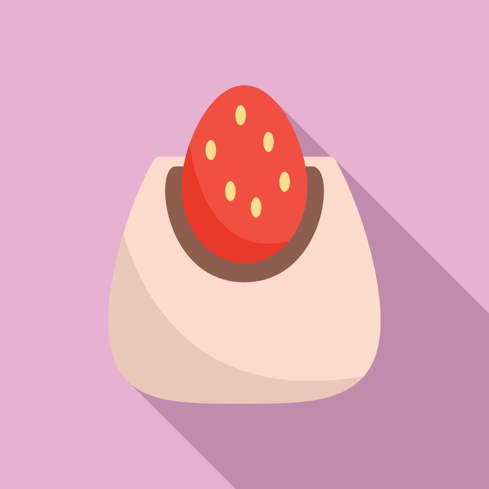 Half strawberry mochi ball combining japanese rice cake and fruit vector