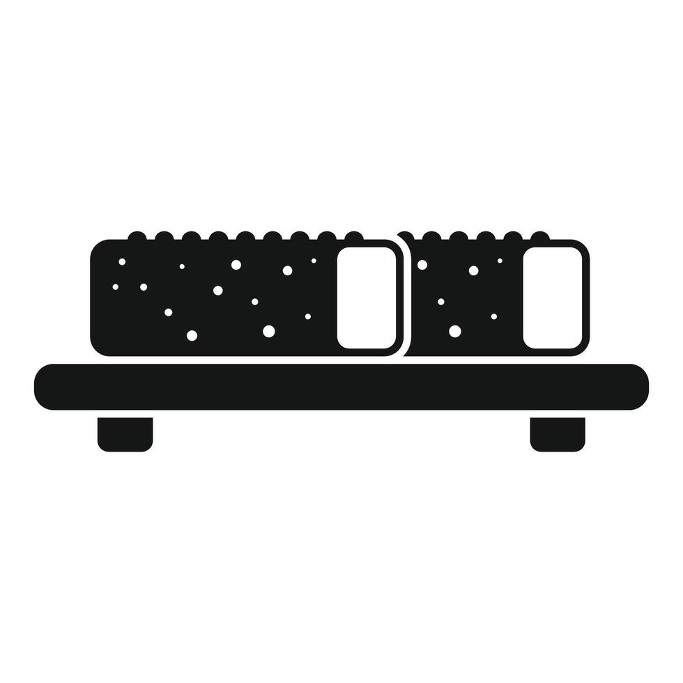Sushi rolls lying on wooden sushi serving tray icon vector