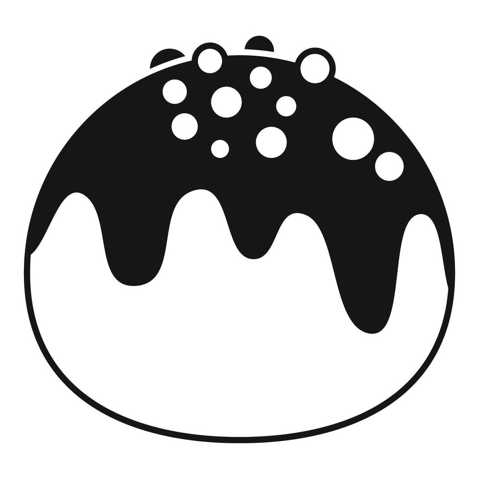 Round cake with melted chocolate and white sprinkles icon vector