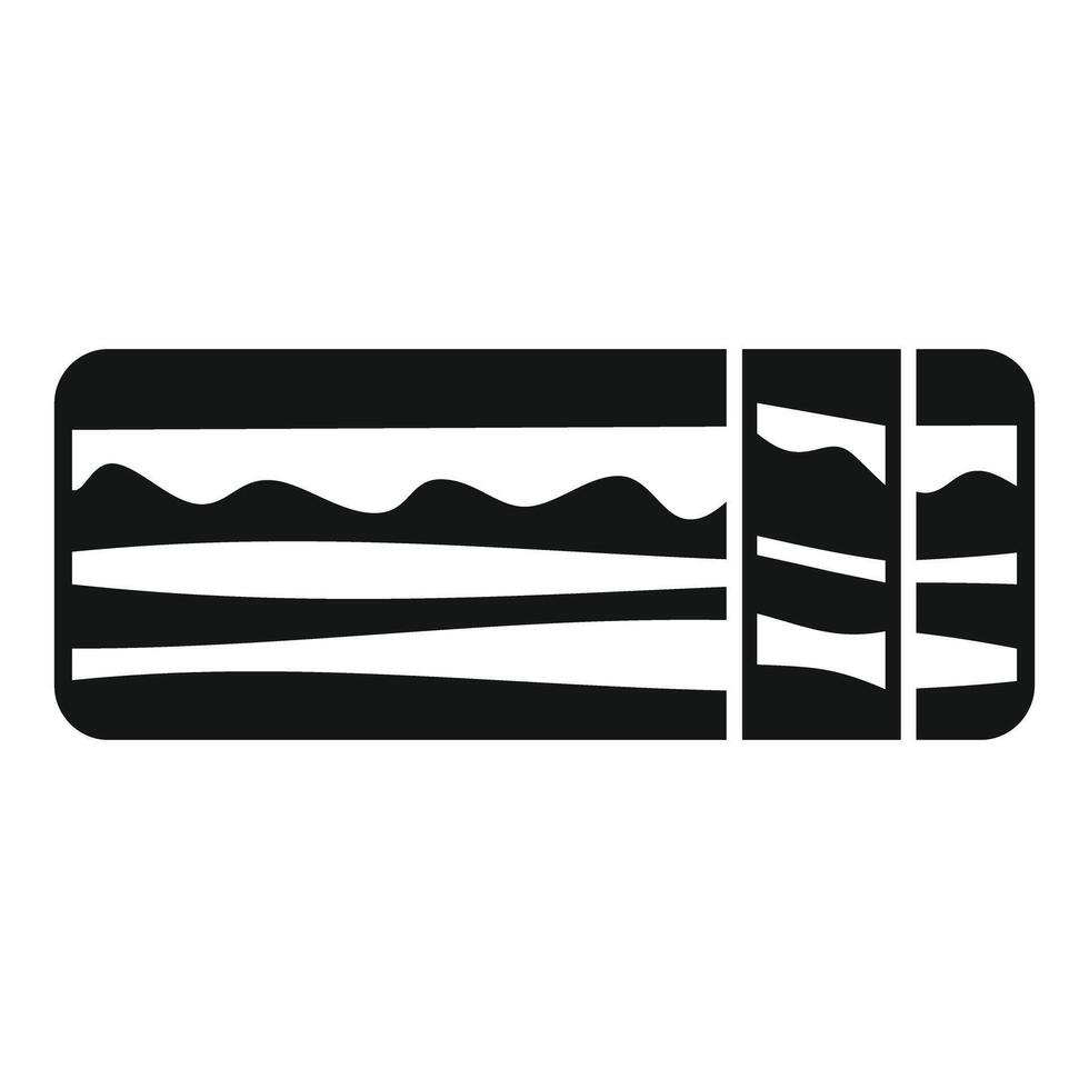 Black glyph orthopedic mattress icon showing layers vector