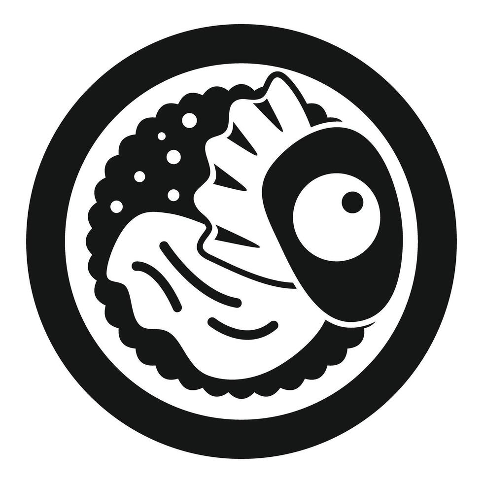 Round icon style seafood dish representing japanese cuisine vector