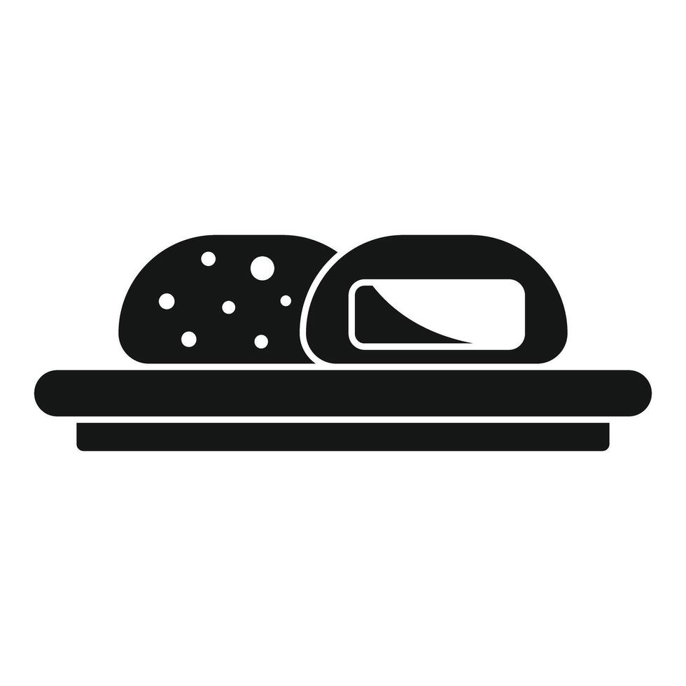 Bread and bun sitting on restaurant serving tray icon vector