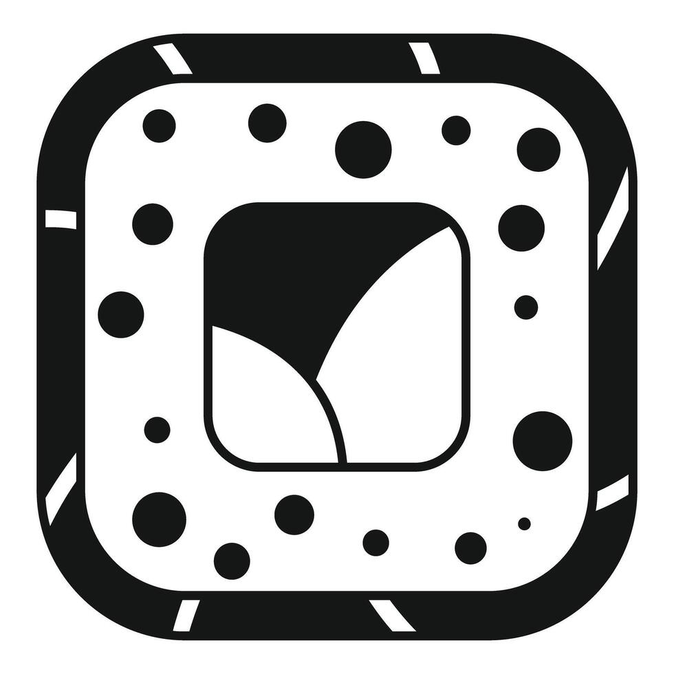 Square sushi roll with tobiko caviar icon in simple style vector