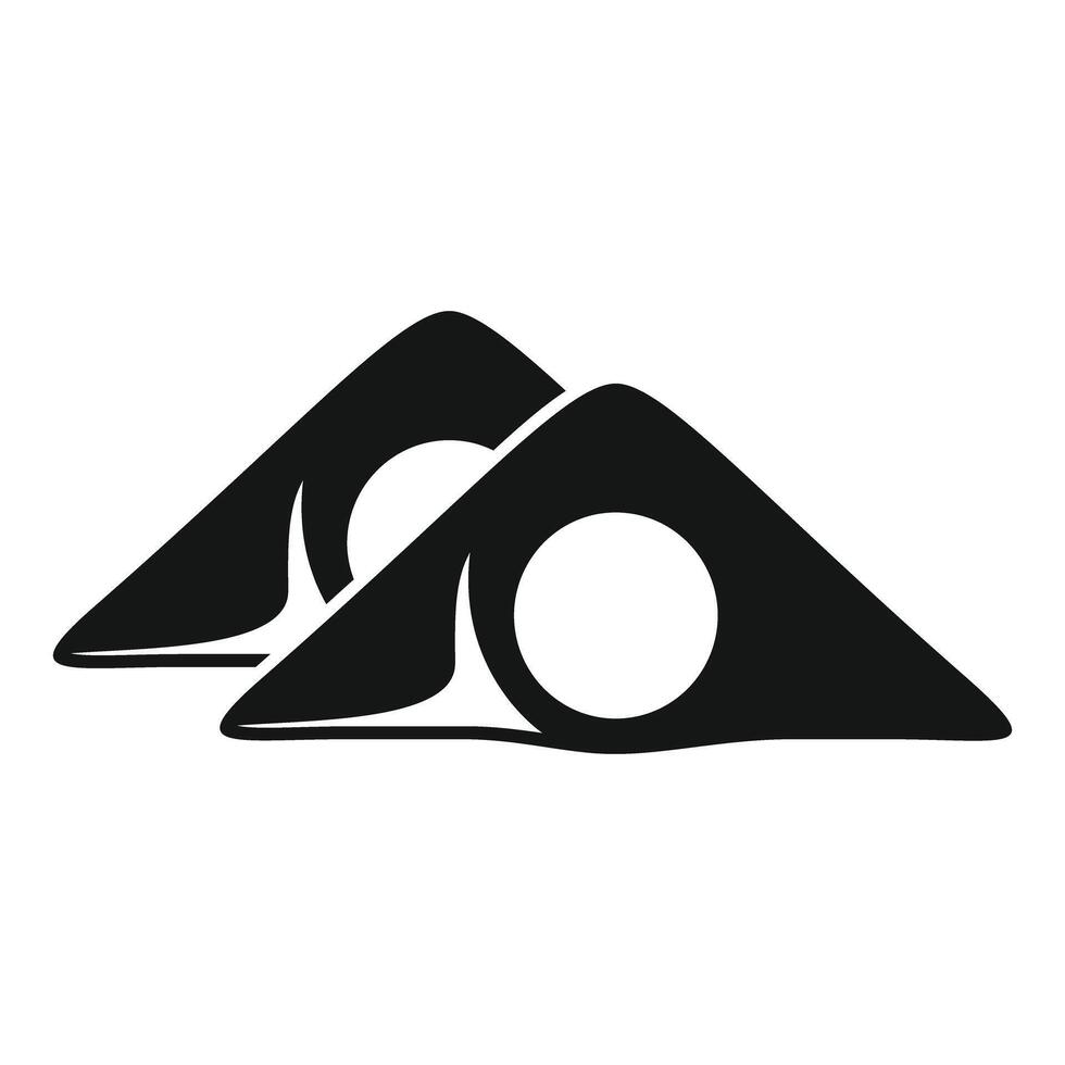 Black glyph icon of two tunnels passing through mountains vector